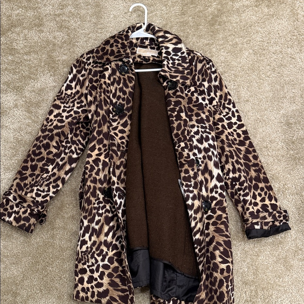 Michael Kors Leopard Print Trench Coat